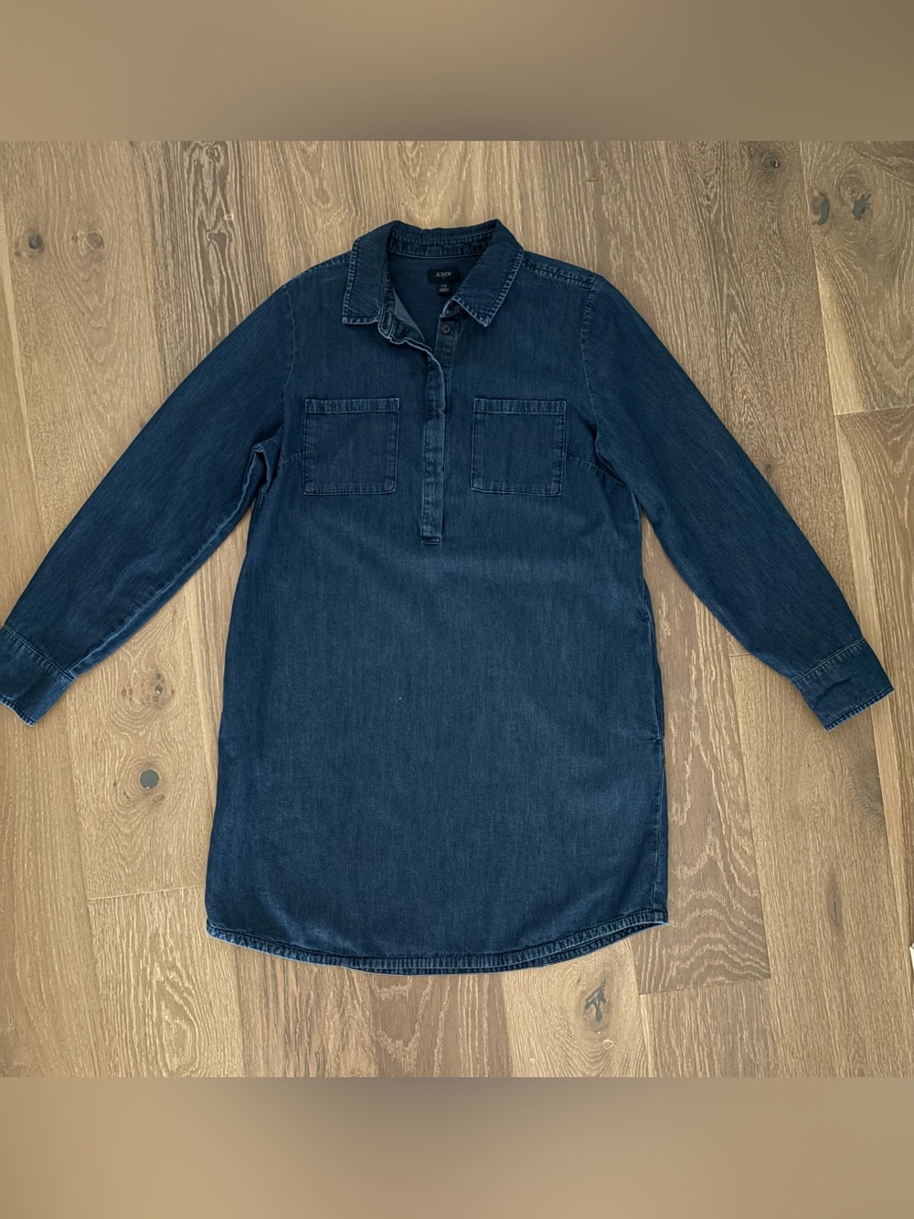 J. Crew Indigo Denim Shirt Dress with Chest Pockets